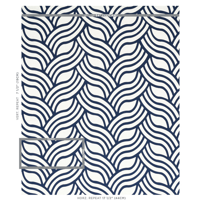 Schumacher Sangomar Applique Navy Fabric Sample 79951