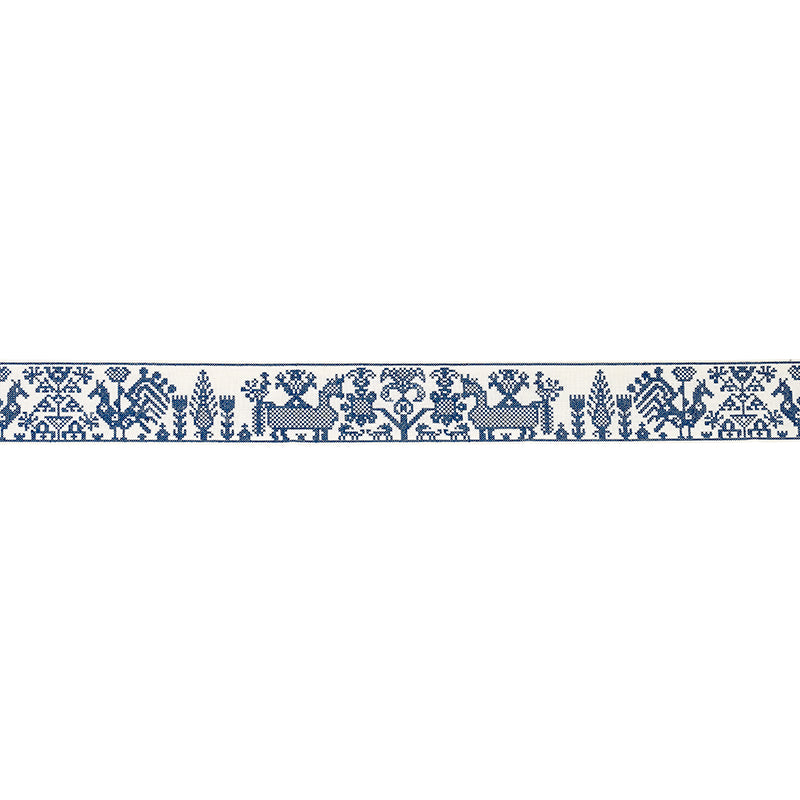 Schumacher Tarpan Embroidered Tape Navy Trim Sample 80000