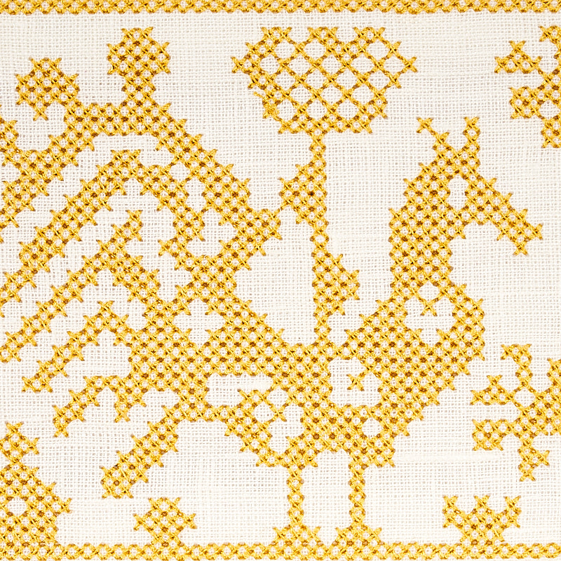 Schumacher Tarpan Embroidered Tape Yellow Trim Sample 80001