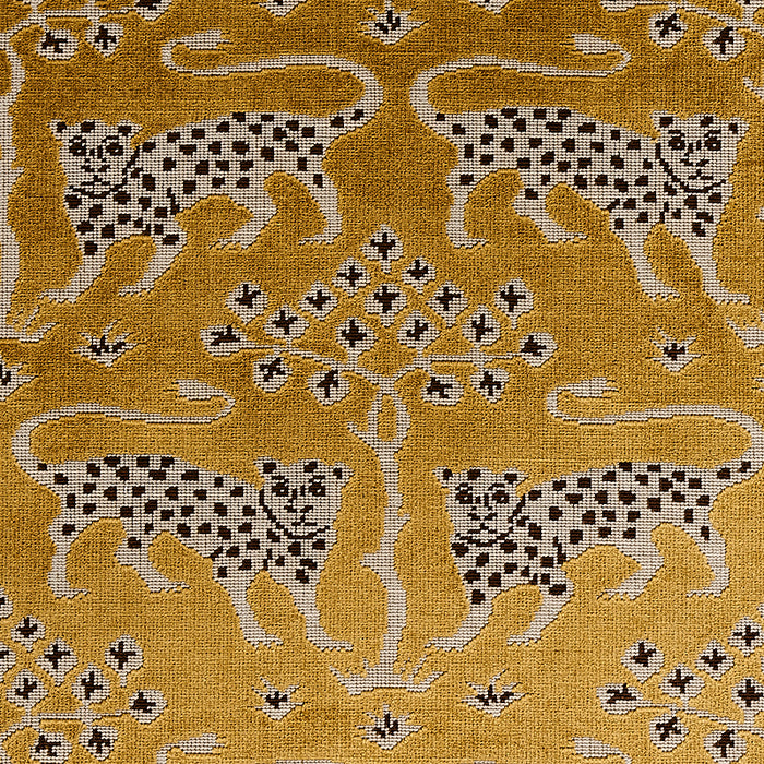 Schumacher Woodland Leopard Velvet Gold Fabric Sample 80081