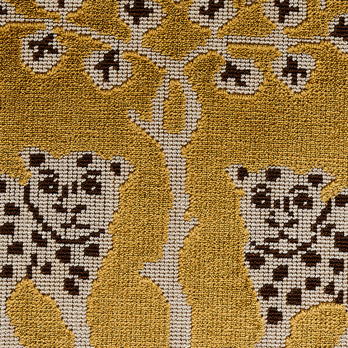 Schumacher Woodland Leopard Velvet Gold Fabric 80081