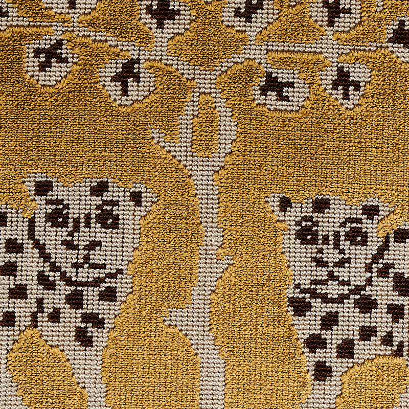 Schumacher Woodland Leopard Velvet Gold Fabric Sample 80081