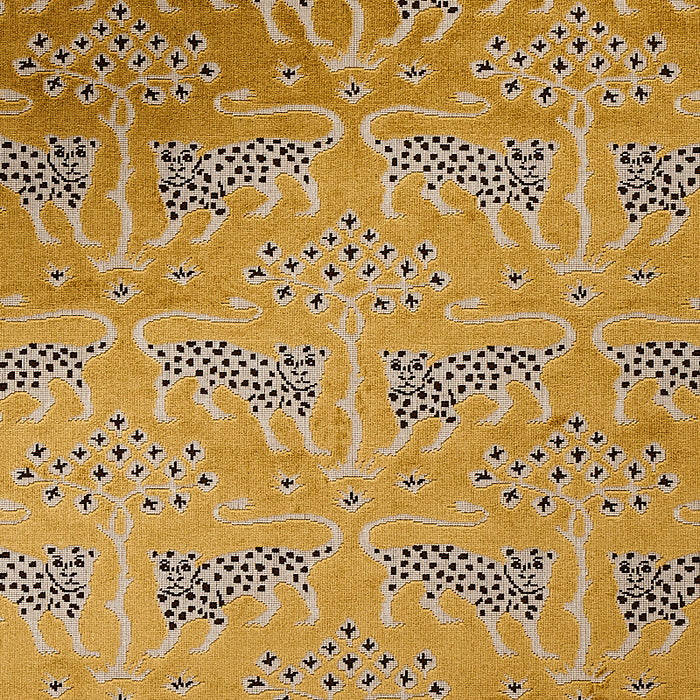 Schumacher Woodland Leopard Velvet Gold Fabric Sample 80081