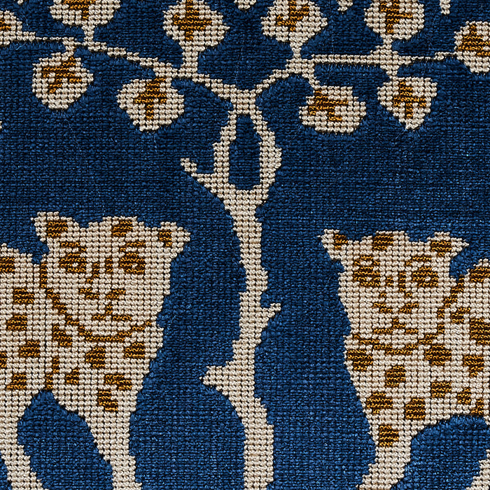 Schumacher Woodland Leopard Velvet Sapphire Fabric Sample 80082