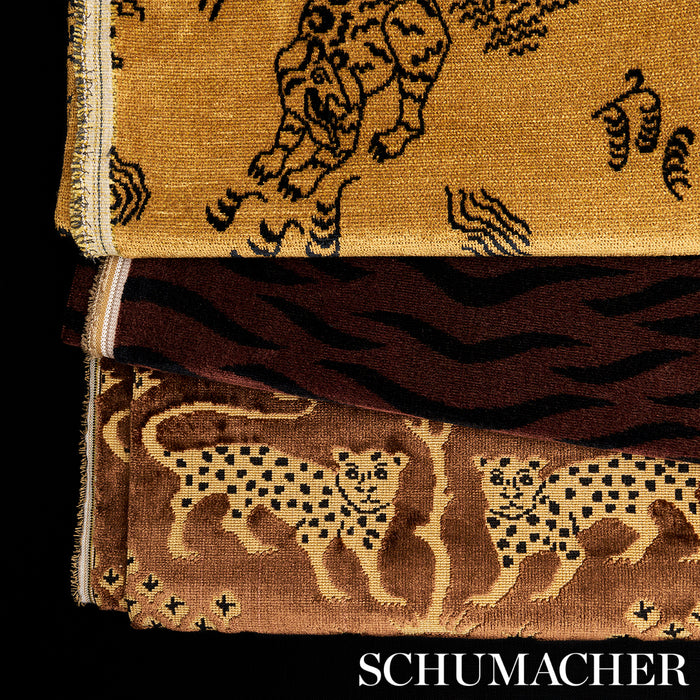 Schumacher Woodland Leopard Velvet Sepia Fabric 80083