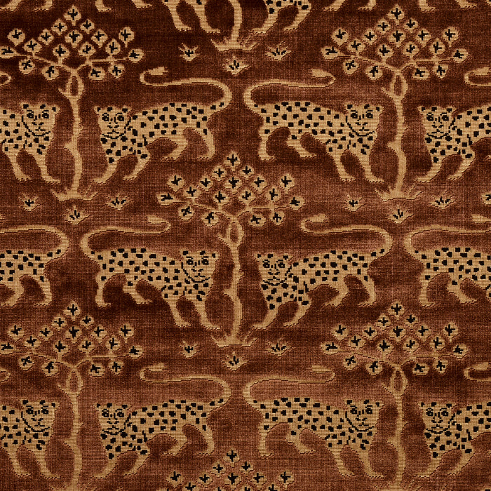 Schumacher Woodland Leopard Velvet Sepia Fabric 80083