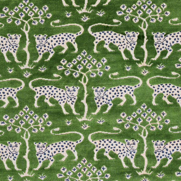 Schumacher Woodland Leopard Velvet Emerald Fabric 80084