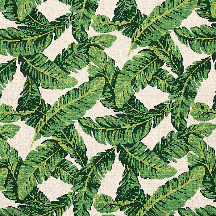 Schumacher Tropical Leaf Epingle Green & Ivory Fabric Sample 80090