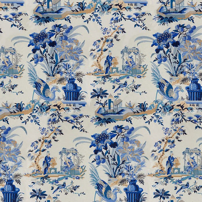 Brunschwig & Fils Le Lac Blue/White Fabric Sample 8012135.51.0