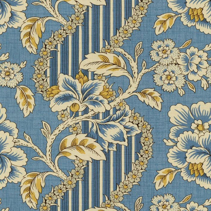 Brunschwig & Fils Bois De Rose Blue/Gold Fabric Sample 8013129.54.0