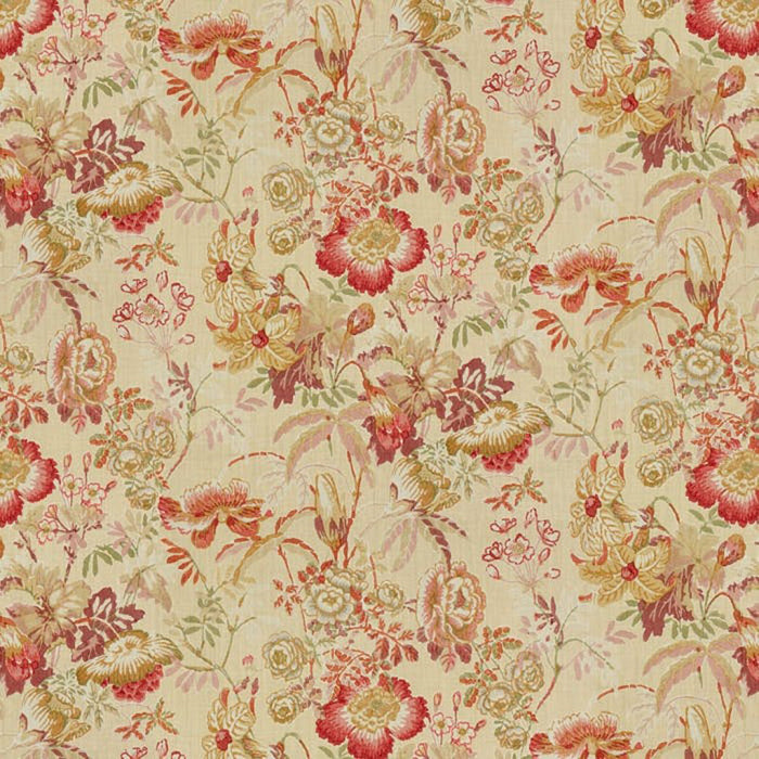 Brunschwig & Fils Edenwood Hdb Red/Yellow Fabric Sample 8013143.910.0