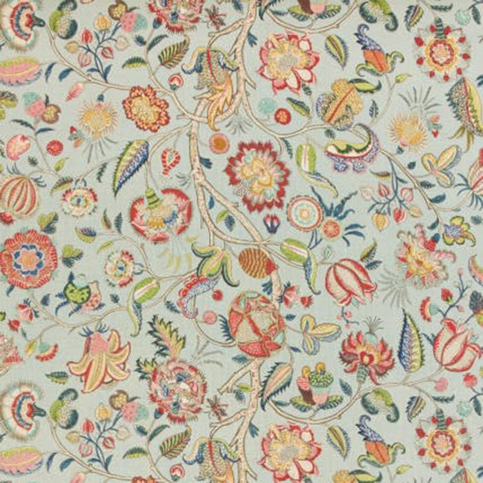 Brunschwig & Fils Aravali Aqua/Rose Fabric Sample 8014106.57.0