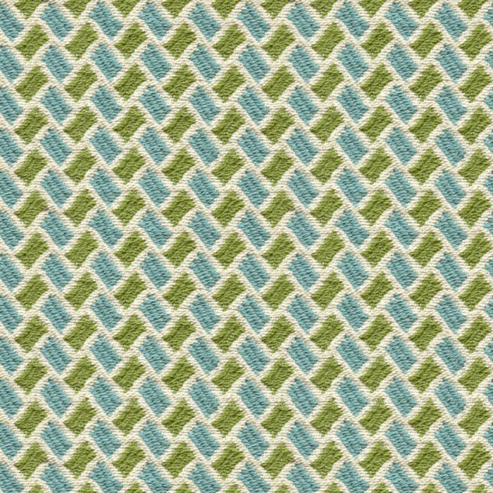 Brunschwig & Fils New Briquetage Aqua/Lime Fabric Sample 8015112.513.0