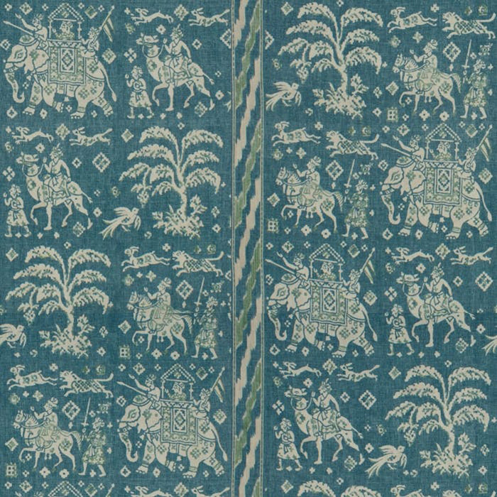 Brunschwig & Fils Aralam Print Teal/Green Fabric Sample 8015175.133.0