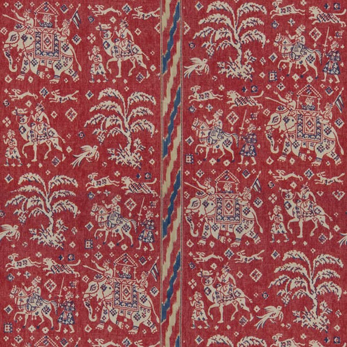 Brunschwig & Fils Aralam Print Flame/Cadet Fabric Sample 8015175.195.0