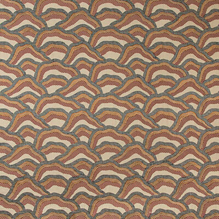 Brunschwig & Fils Les Rizieres Emb Rust/Grey Fabric Sample 8017127.2411.0