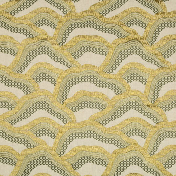 Brunschwig & Fils Les Rizieres Emb Citron Fabric Sample 8017127.340.0