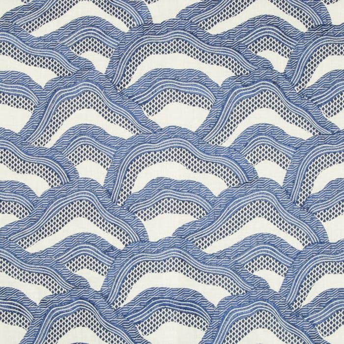 Brunschwig & Fils Les Rizieres Emb Royal/Navy Fabric Sample 8017127.50.0