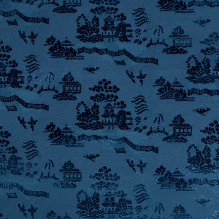 Brunschwig & Fils La Pagode Velvet Navy Fabric Sample 8017129.50.0