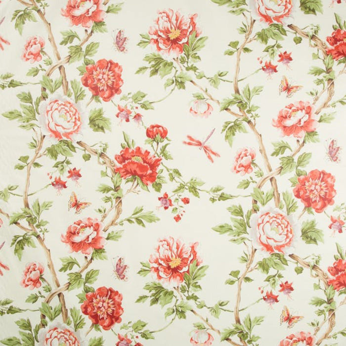 Brunschwig & Fils Les Pivoines Print Red Fabric Sample 8017135.9.0