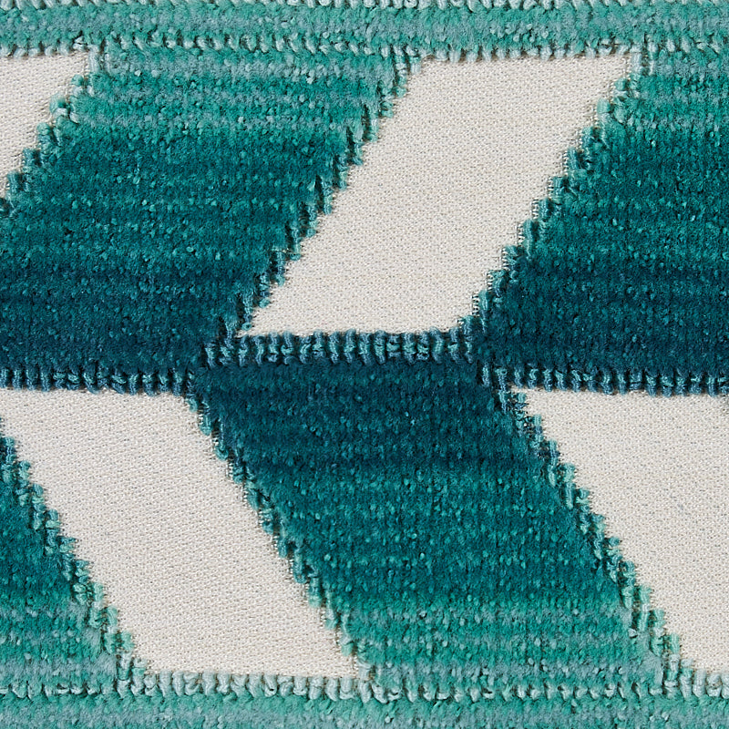 Schumacher Chevron Strie Velvet Tape Peacock Trim 80181