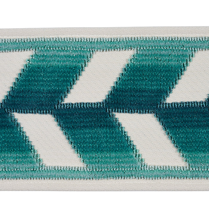 Schumacher Chevron Strie Velvet Tape Peacock Trim 80181