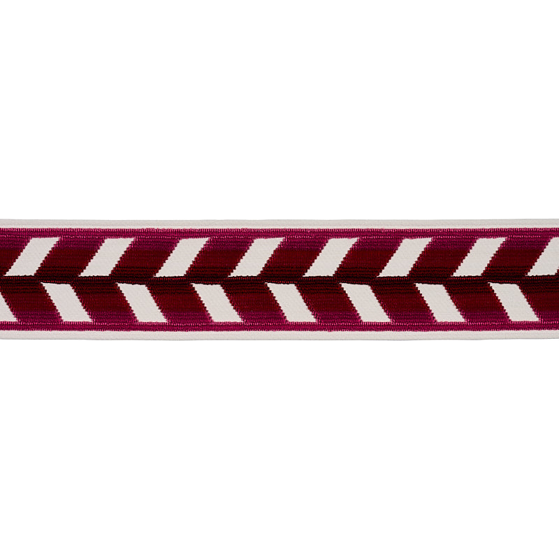 Schumacher Chevron Strie Velvet Tape Garnet Trim Sample 80183