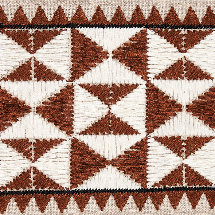 Schumacher Zulma Embroidered Tape Brown Trim 80191