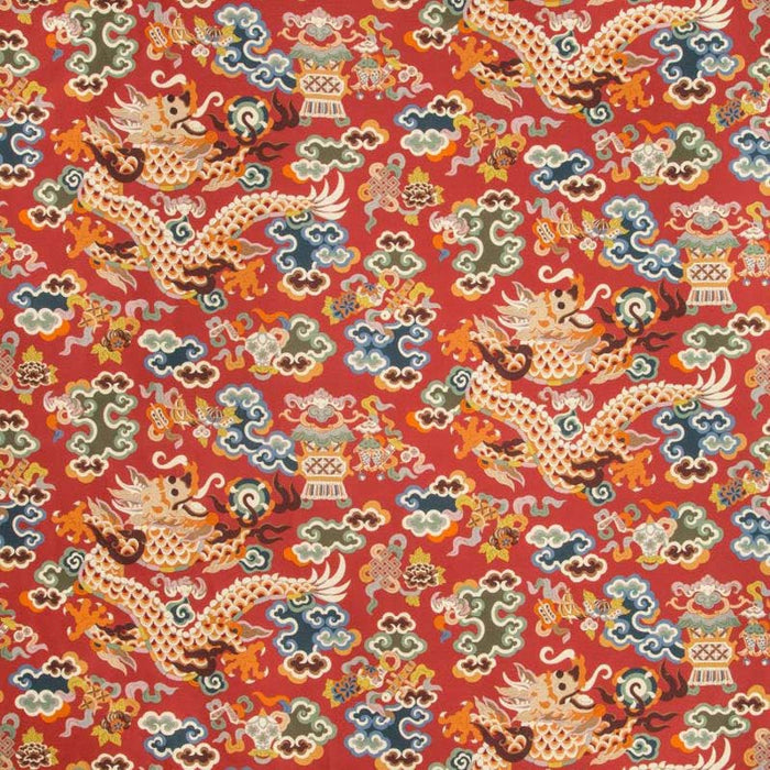 Brunschwig & Fils Ming Dragon Print Claret Fabric Sample 8019140.195.0