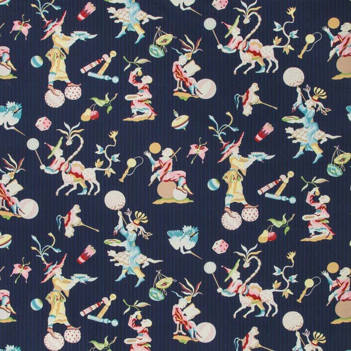 Brunschwig & Fils Cirque Chinois Print Navy Fabric Sample 8019141.55.0