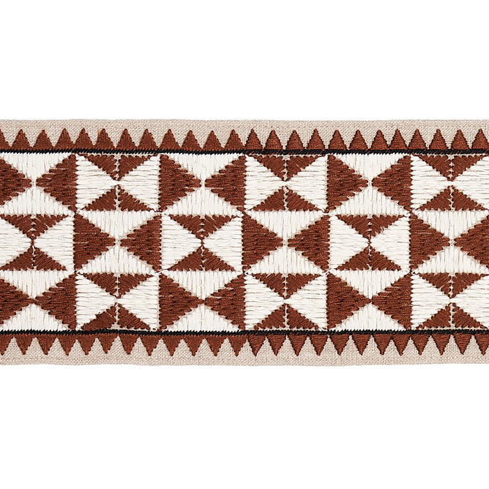 Schumacher Zulma Embroidered Tape Brown Trim Sample 80191