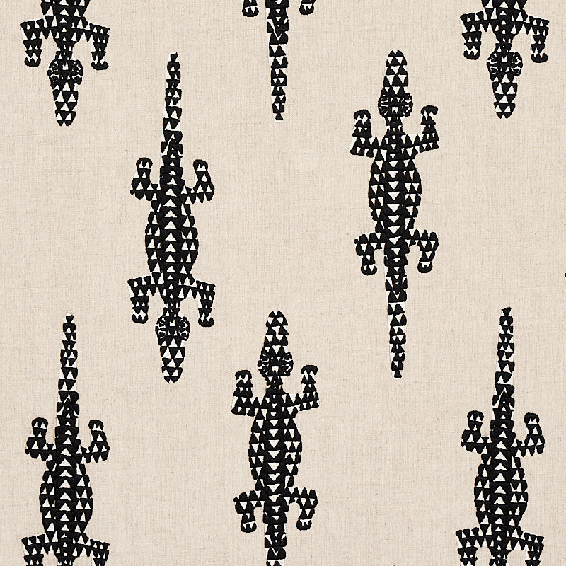 Schumacher Baracoa Embroidery Black Fabric Sample 80200