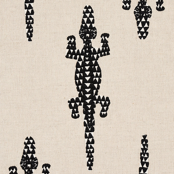 Schumacher Baracoa Embroidery Black Fabric Sample 80200