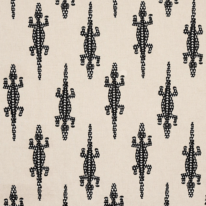 Schumacher Baracoa Embroidery Black Fabric Sample 80200