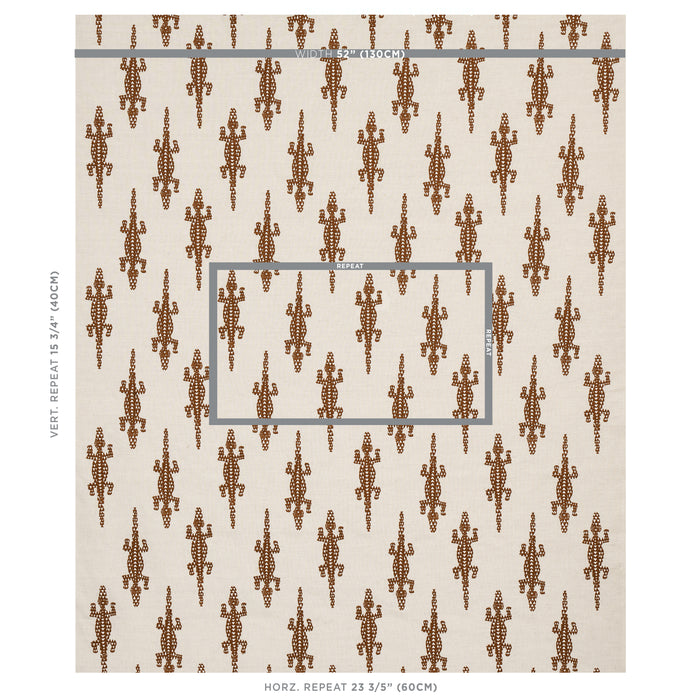 Schumacher Baracoa Embroidery Brown Fabric Sample 80201