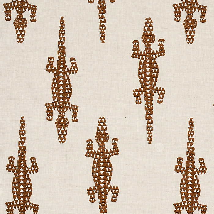 Schumacher Baracoa Embroidery Brown Fabric 80201