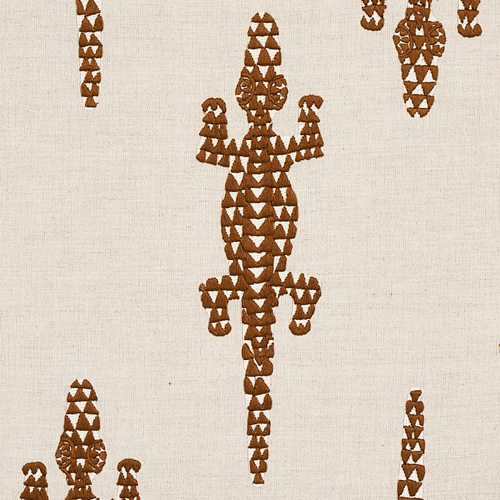 Schumacher Baracoa Embroidery Brown Fabric Sample 80201