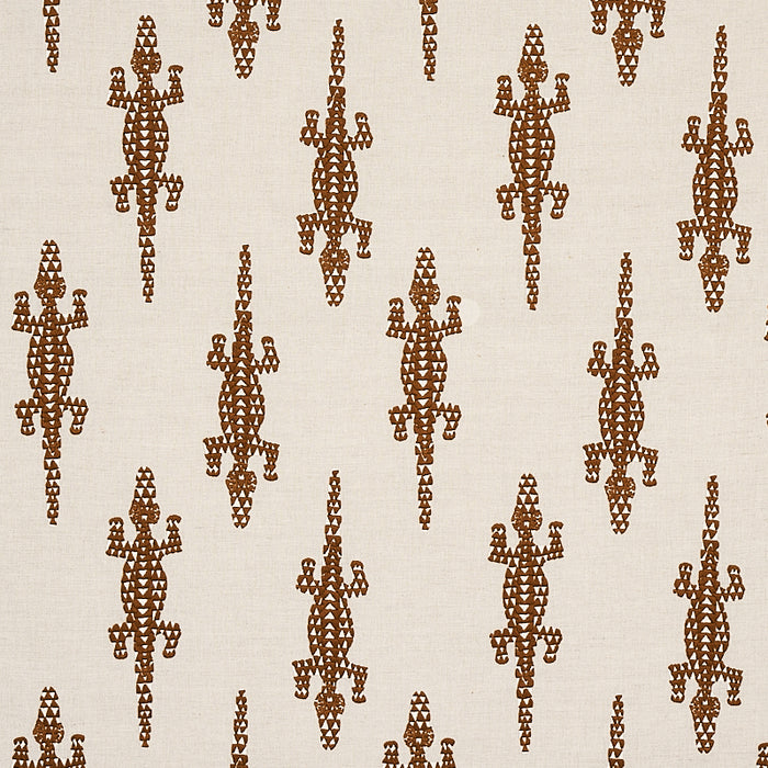 Schumacher Baracoa Embroidery Brown Fabric 80201