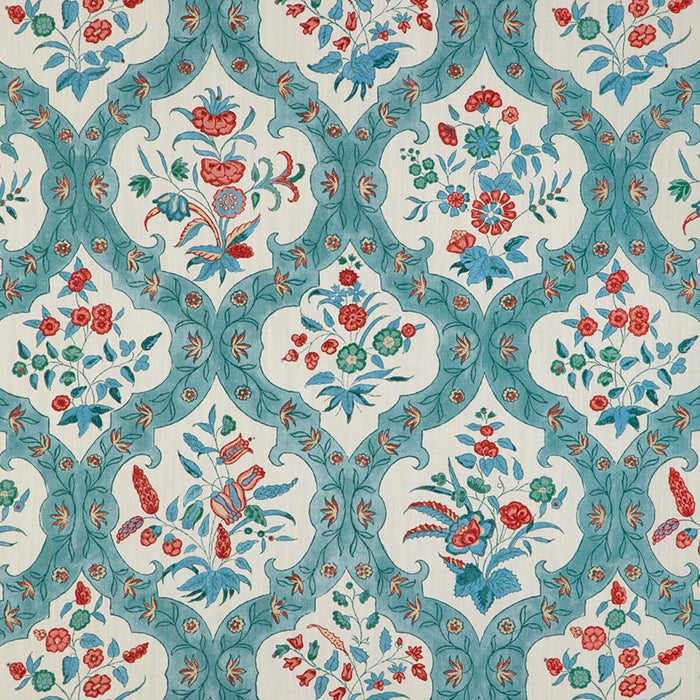 Brunschwig & Fils Ventoux Print Teal/Rose Fabric 8023102.353.0