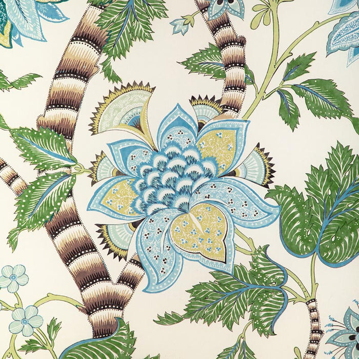 Brunschwig & Fils Cadenet Print Aqua/Leaf Fabric Sample 8023105.353.0