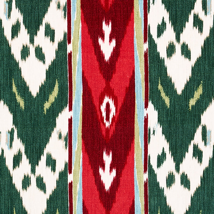 Schumacher Samar Ikat Velvet Green Fabric Sample 80241