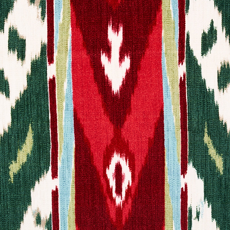 Schumacher Samar Ikat Velvet Green Fabric Sample 80241