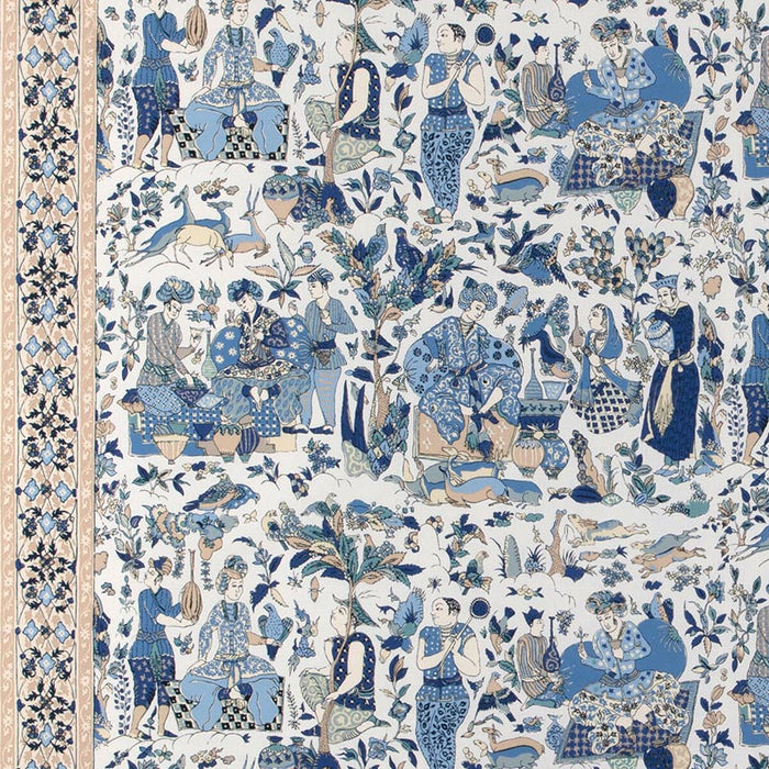 Brunschwig & Fils Shalimar Print Blue/Sand Fabric Sample 8024100.516.0