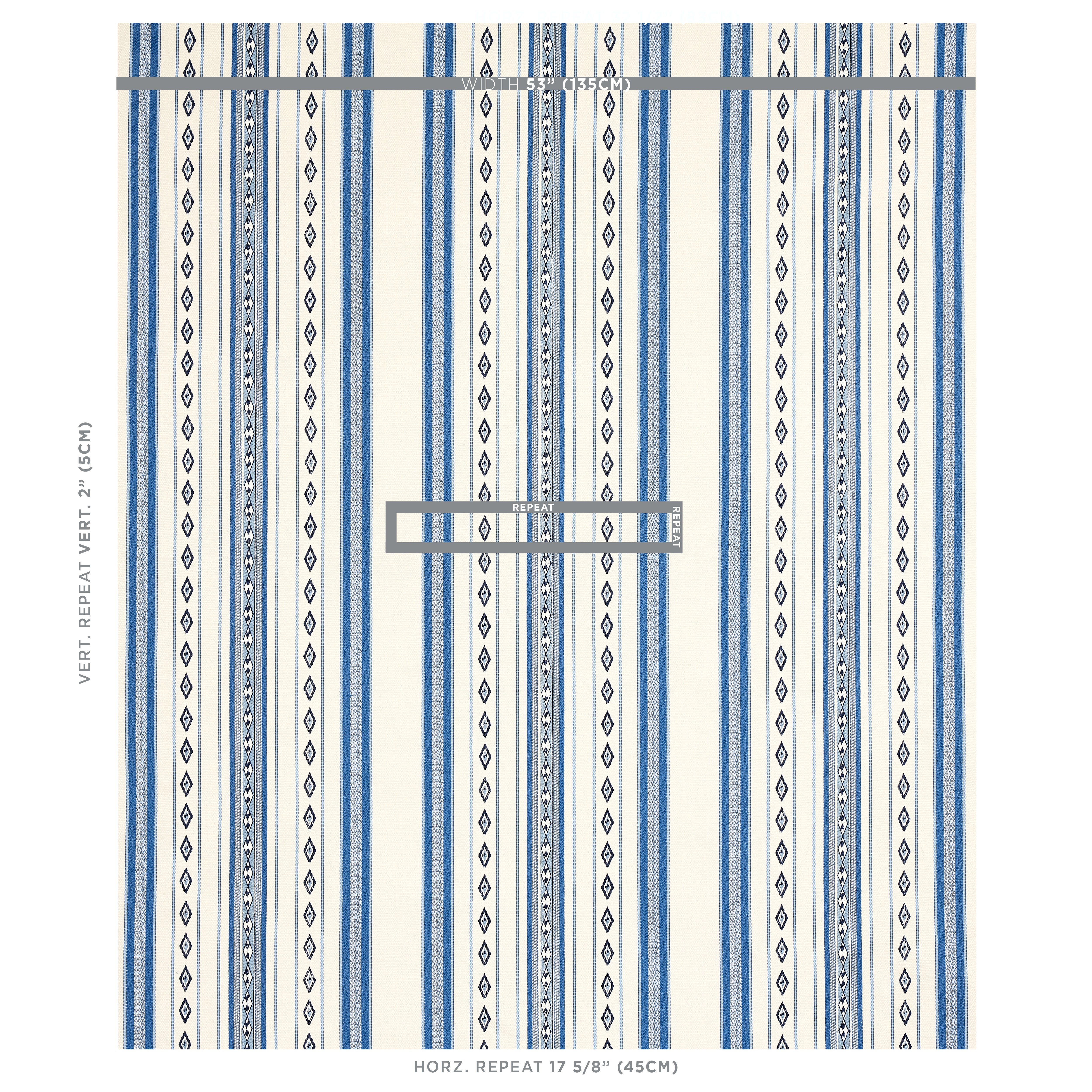 Schumacher Dakota Stripe Blue Fabric 80271