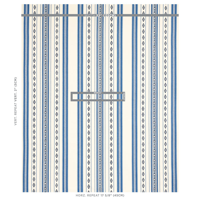 Schumacher Dakota Stripe Blue Fabric Sample 80271