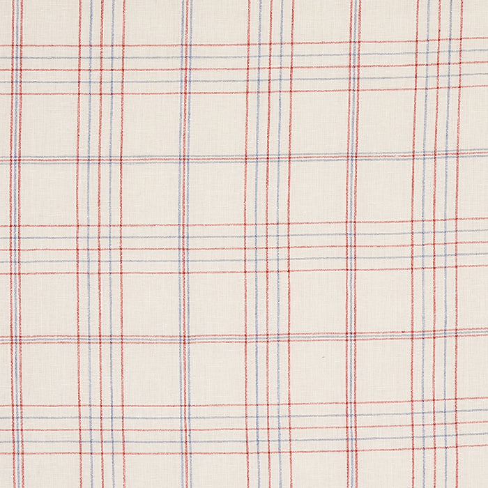 Schumacher Nils Plaid Linen Red Fabric 80300