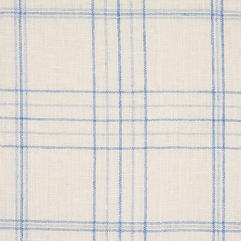 Schumacher Nils Plaid Linen Blue Fabric 80301