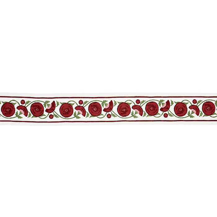 Schumacher Saranda Flower Embroidery Tape Cardinal Trim 80390