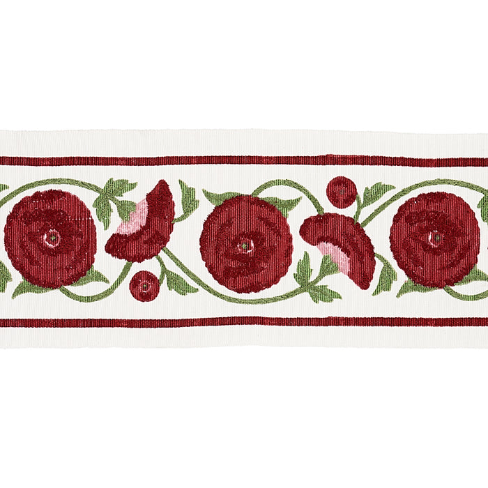 Schumacher Saranda Flower Embroidery Tape Cardinal Trim 80390