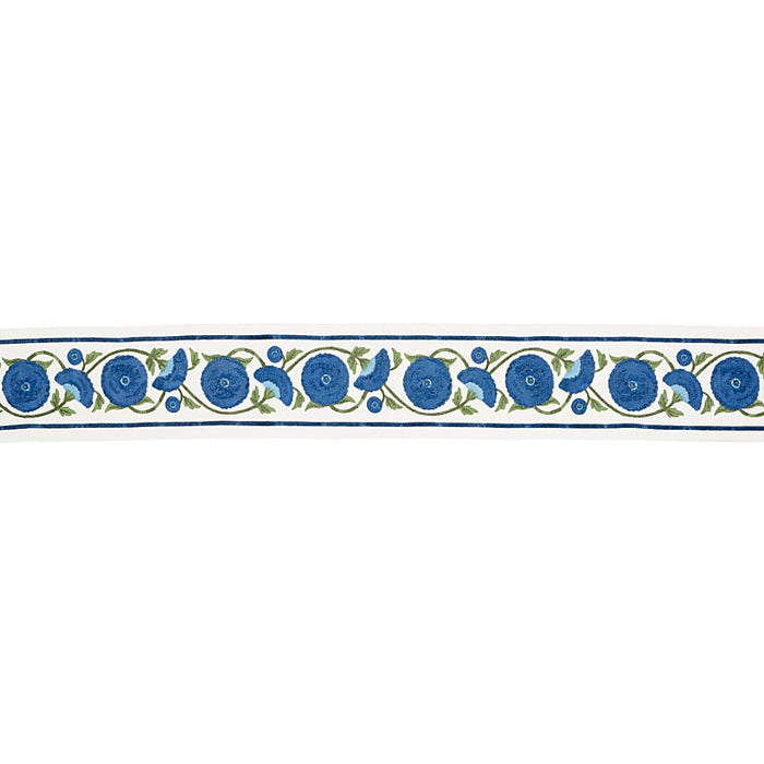 Schumacher Saranda Flower Embroidery Tape Royal Trim 80392